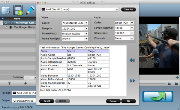 Avid MC format settings