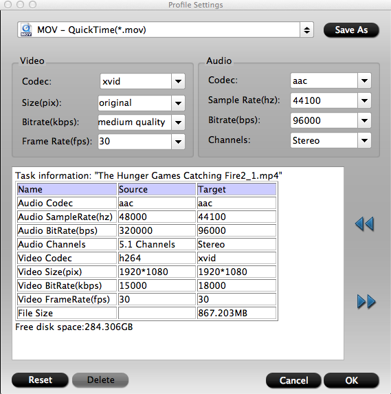 QuickTime Video Settings