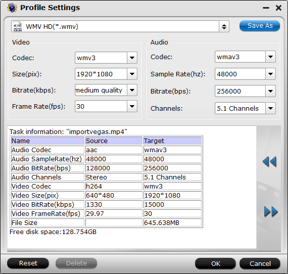 WMM Format Settings